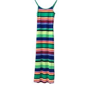 Multi-Color Striped Sexy Form Fitting Maxi Dress